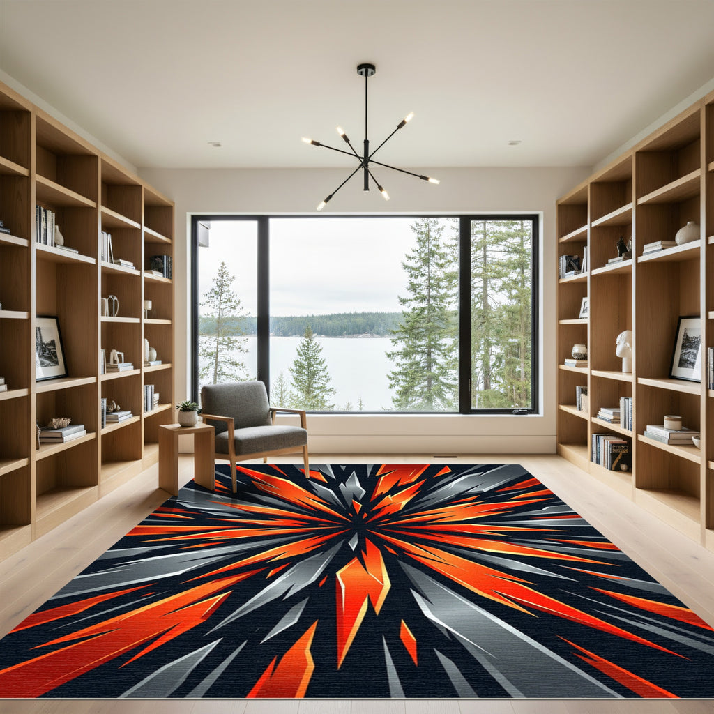 Volcanic Orange Sharp Burst Rug