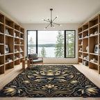 Golden Lotus Floral Medallion Area Decor Rug