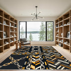 Bold Gold Chain Geometric Tributes Rug