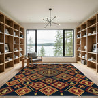 Golden Ethnic Celestial Diamond Art Rug