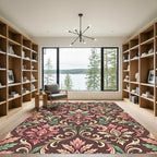Ornate Floral Scrollwork Brown Rug