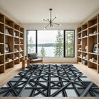 Industrial Gray Geometric Steel Structural Rug