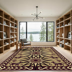 Ancient Black Starburst Dog Motif Rug