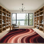 Elegant Wavy Crimson and Cream Flow Rug