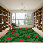Emerald Green Red Berry Foliage Rug