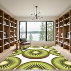 Vibrant Green Sliced Kiwi Fruit Rug