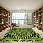 Emerald Green Geometric Maze Rug