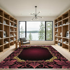 Regal Crimson Floral Border Rug