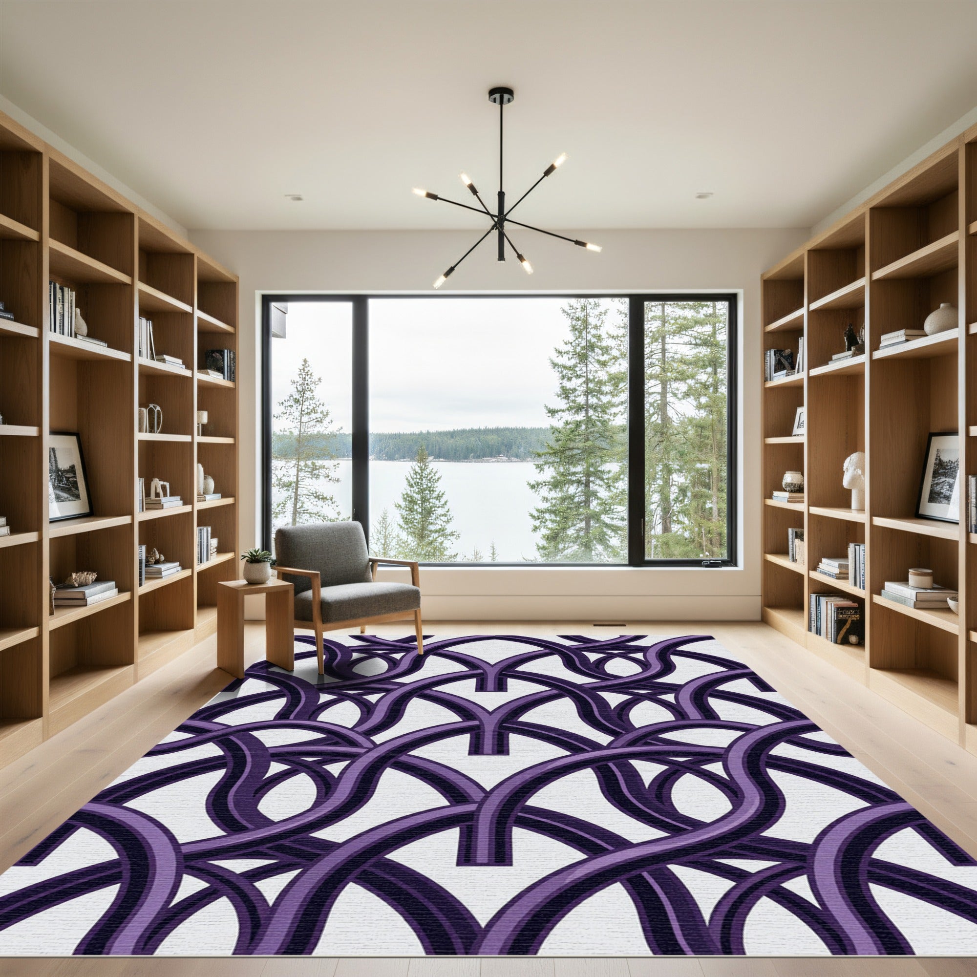 Modern Deep Violet Arched Interlocking Rug