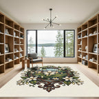 Elegant White Jasmine French Manor Wreath Rug