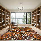 Autumn Tropical Palm Foliage Art Rug