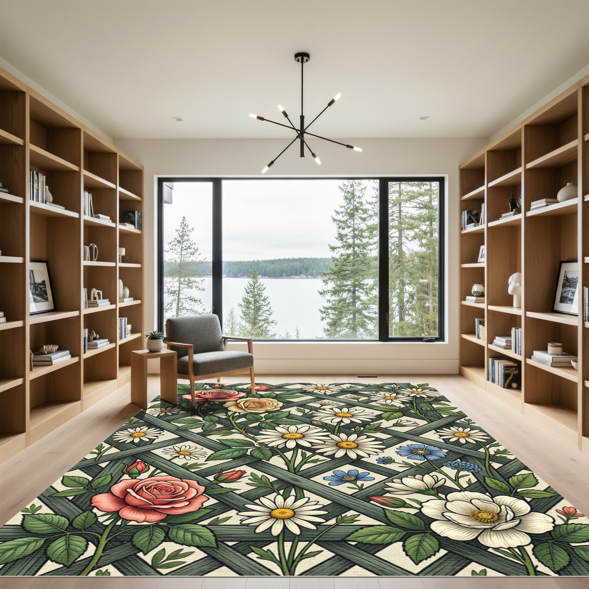 Classic Floral Trellis Garden Rose Rug
