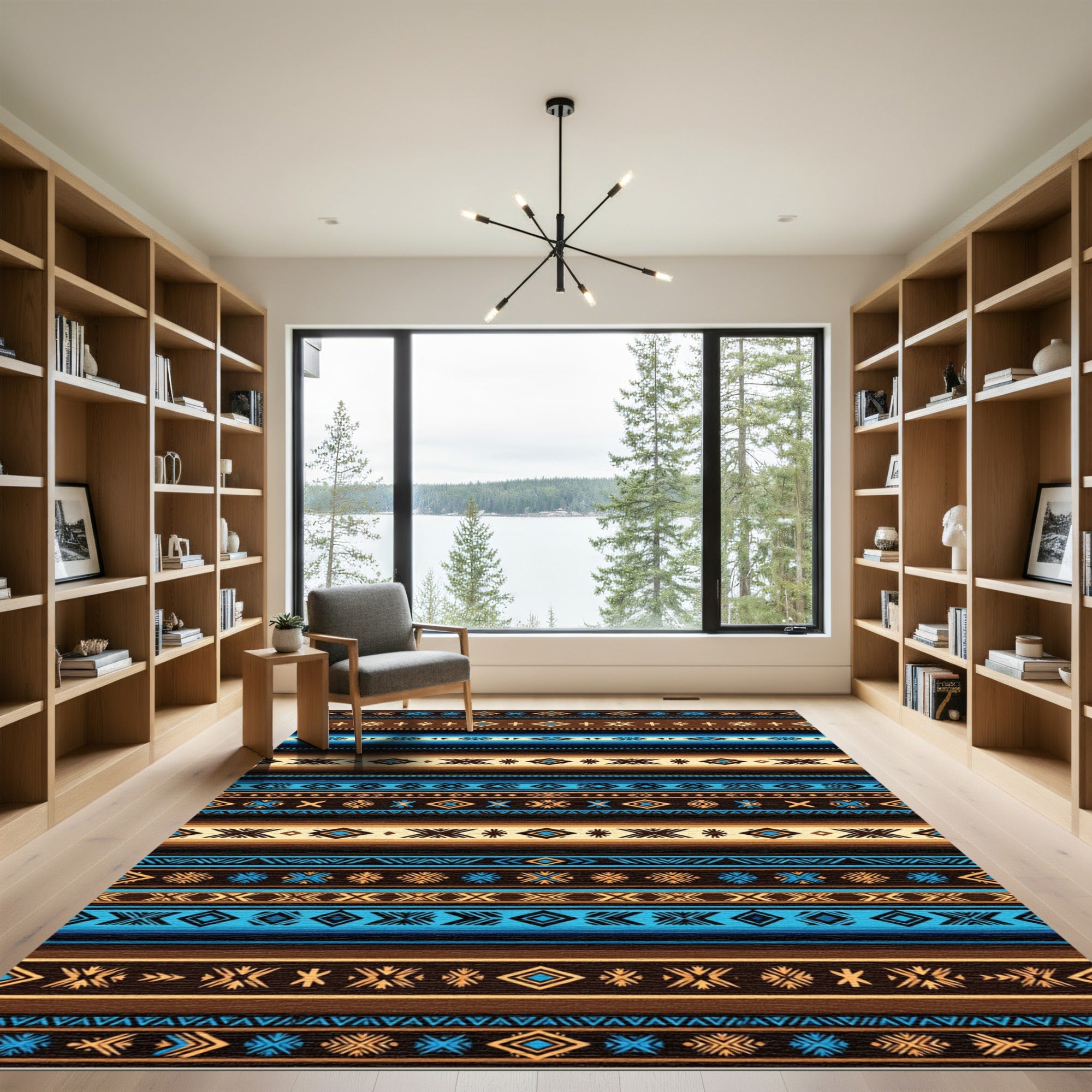 Vivid Earthy Geometric Aztec Stripe Rug