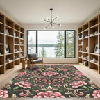 Vintage Pink Carnation Damask Scroll Rug