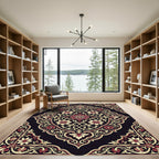 Crimson Gold Floral Court Rug