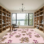 Delicate Pink Golden Berry Branches Rug