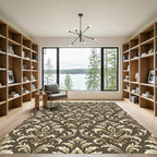 Elegant Gold Damask on Chocolate Brown Rug