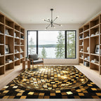 Golden Metallic Disco Mirror Sphere Rug