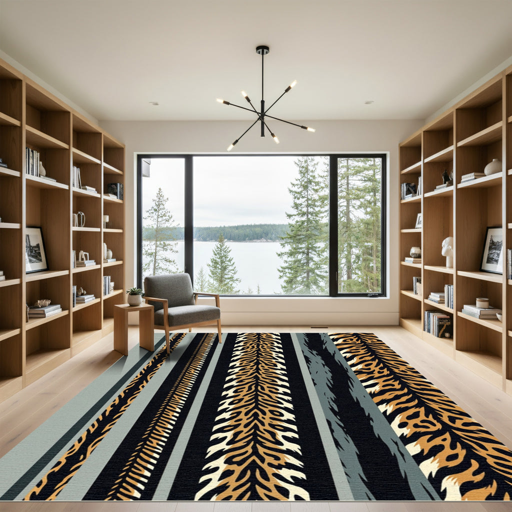 Bold Tiger Stripe Earthy Linear Rug