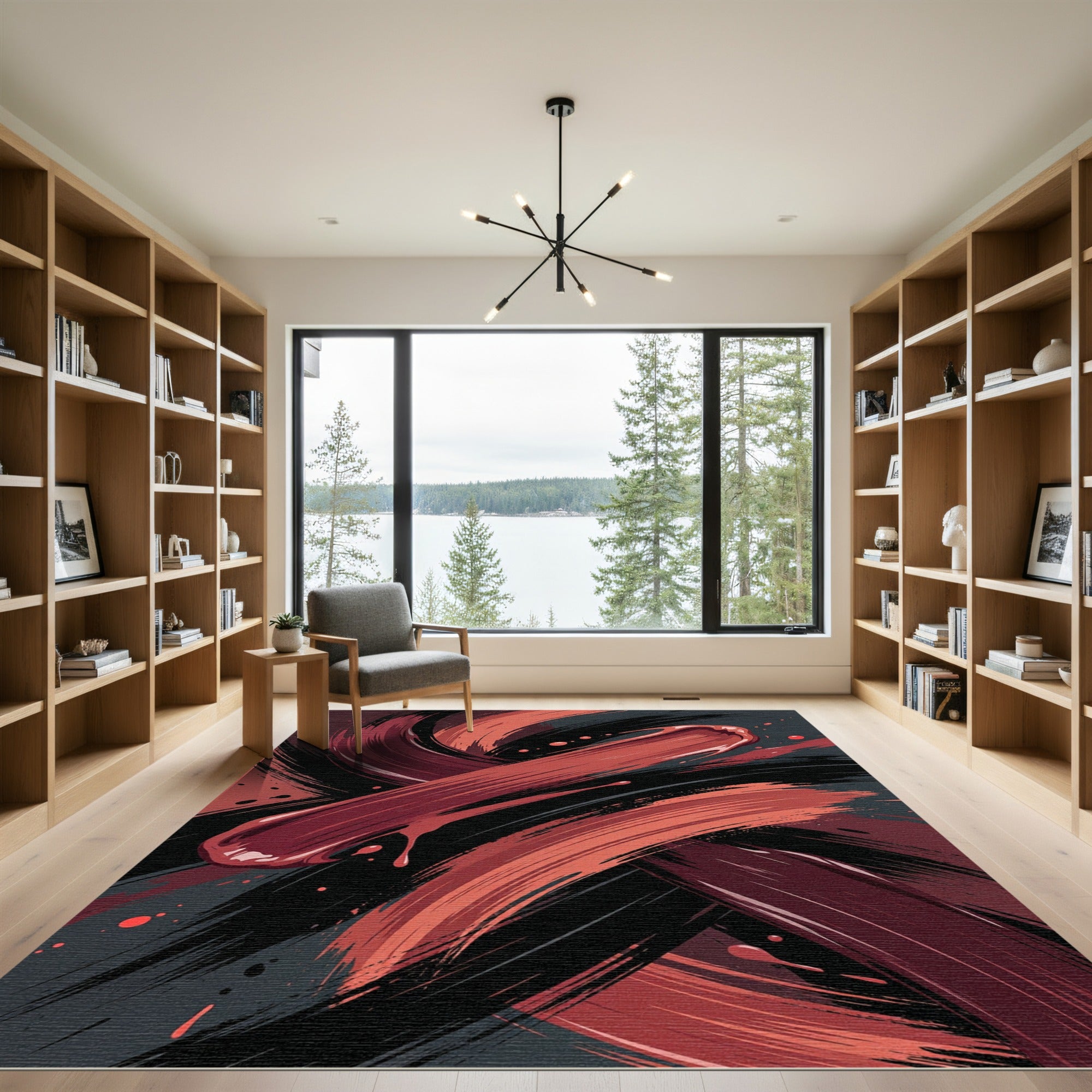 Crimson Swirl Epoxy Splash Rug