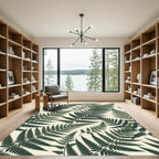 Deep Green Fern Foliage Background Rug