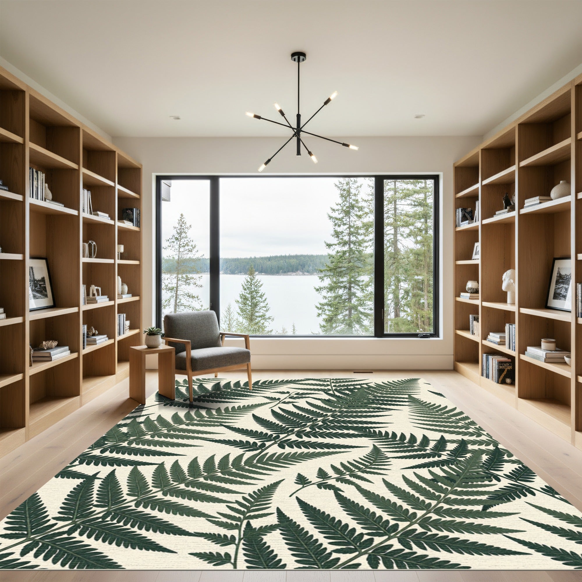 Deep Green Fern Foliage Background Rug