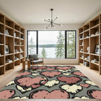 Distressed Pink and Cream Heart Collage Rug
