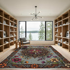 Vintage Floral Medallion Gray Boho Rug