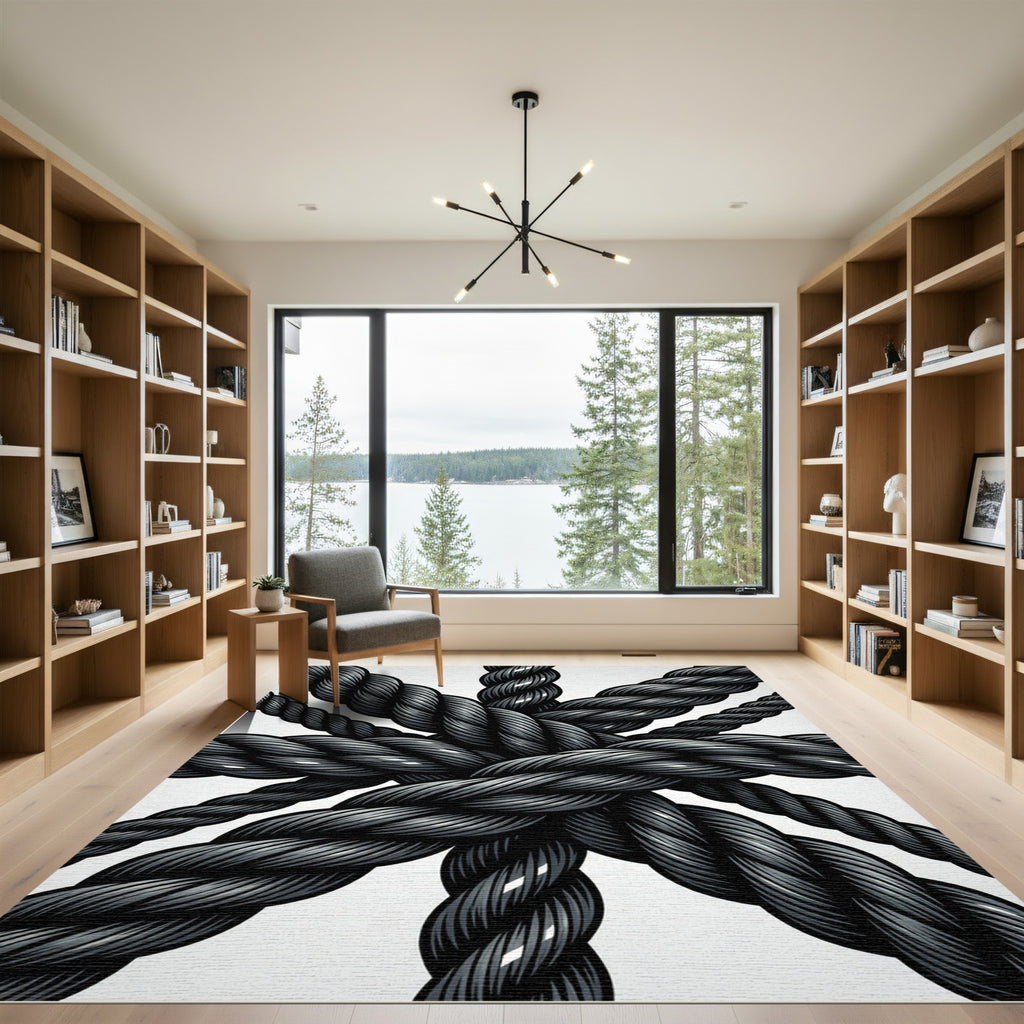 Dark Gray Rope Knotted Arrangement Rug