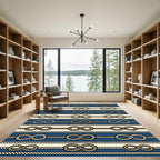 Navy Nautical Rope Infinity Knot Stripe Rug