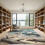 Coastal Driftwood Wave Beach Scene Rug