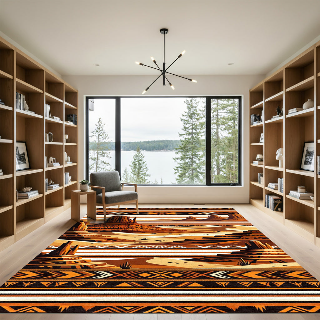 Southwestern Mesa Landscape Earth Tone Rug