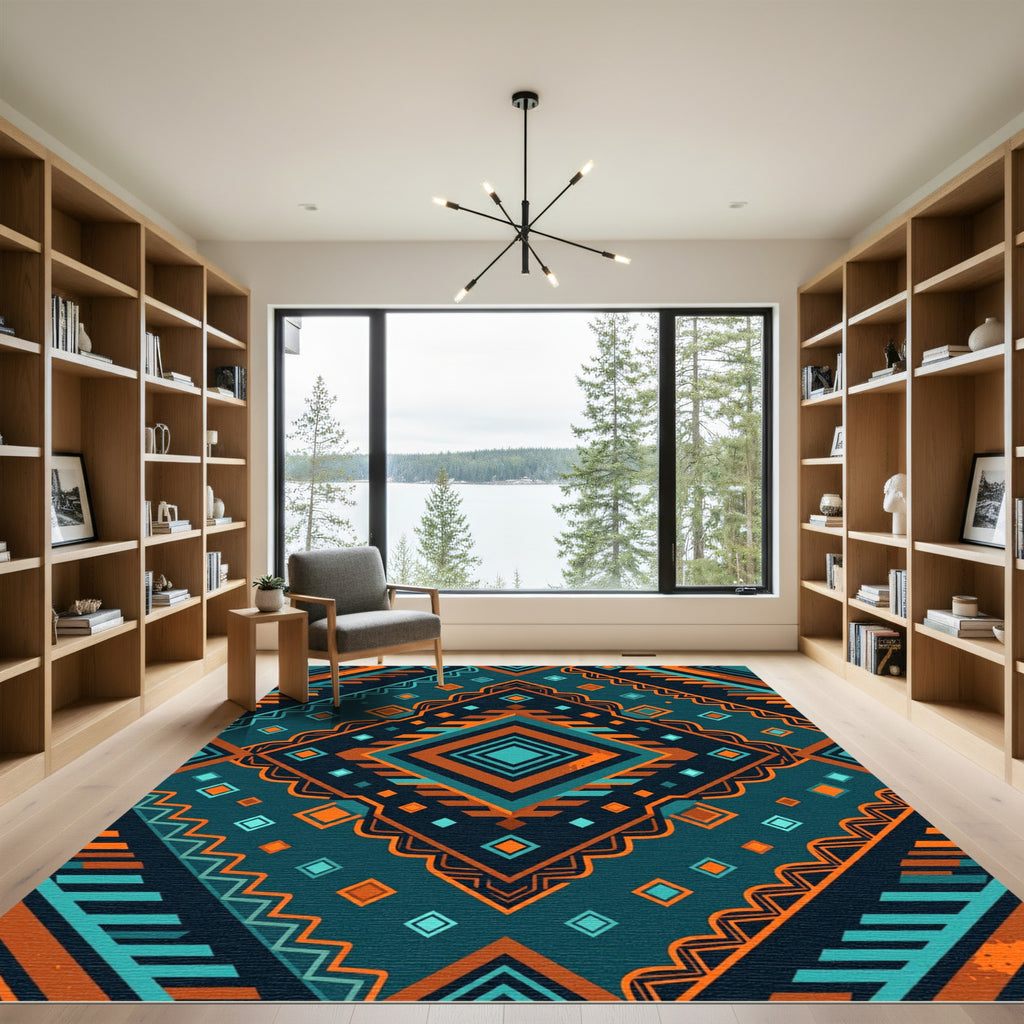 Geometric Southwest Tribal Diamond Medallion Rug