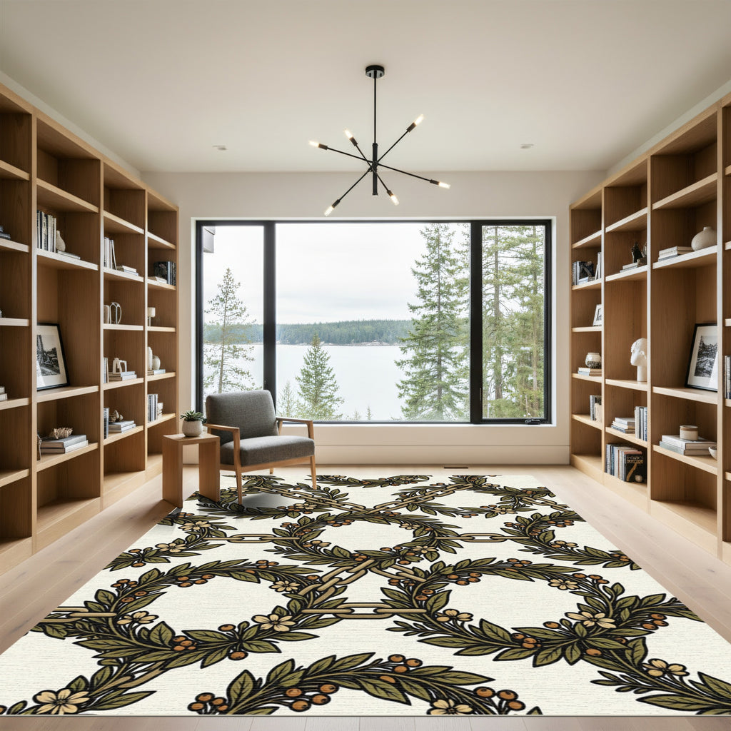 Botanical Chain Link Laurel Wreath Rug