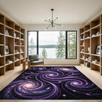 Cosmic Swirling Purple Galaxy Area Rug