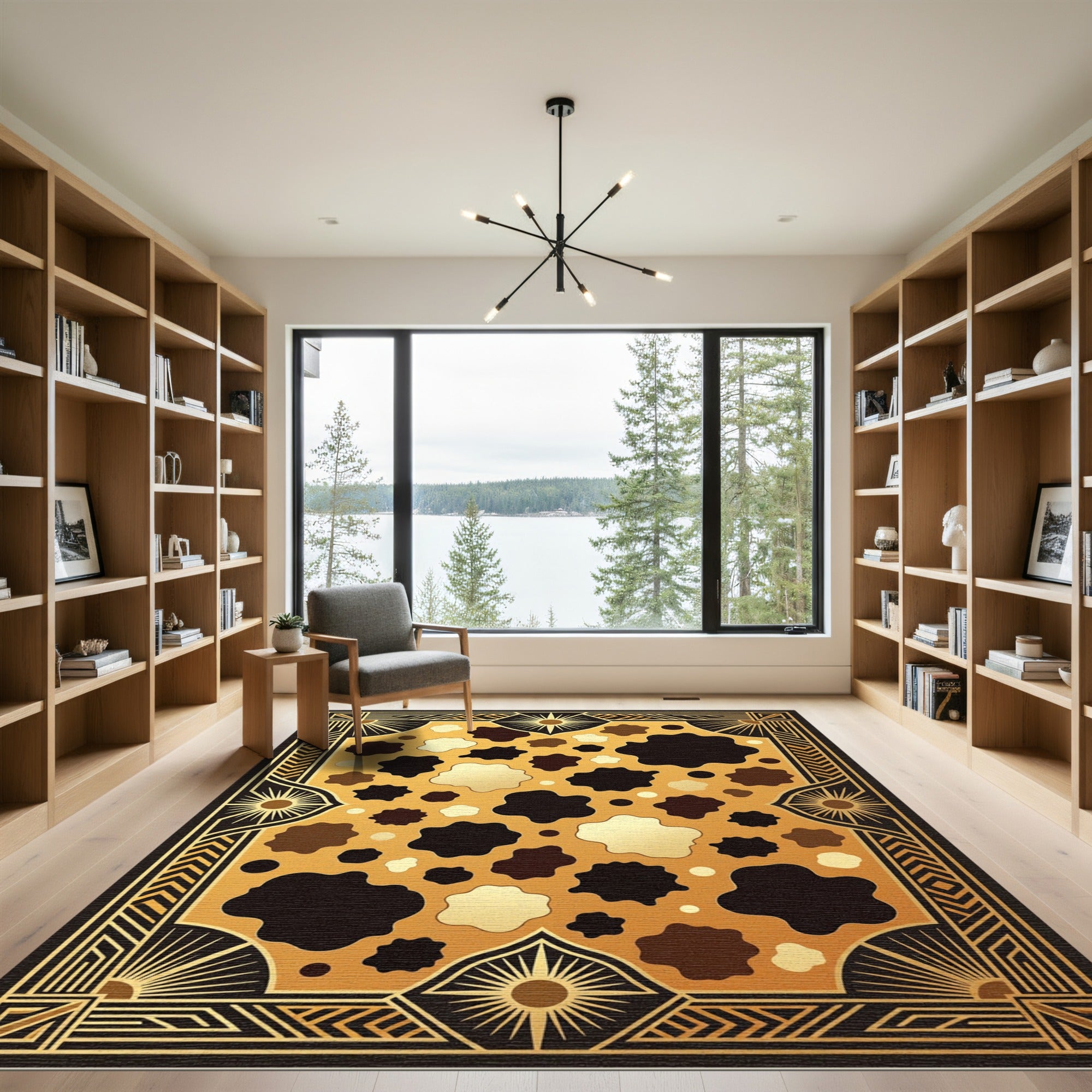 Art Deco Gold Animal Spot Rug
