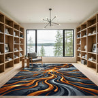 Dynamic Molten Lava Eruption Abstract Art Rug