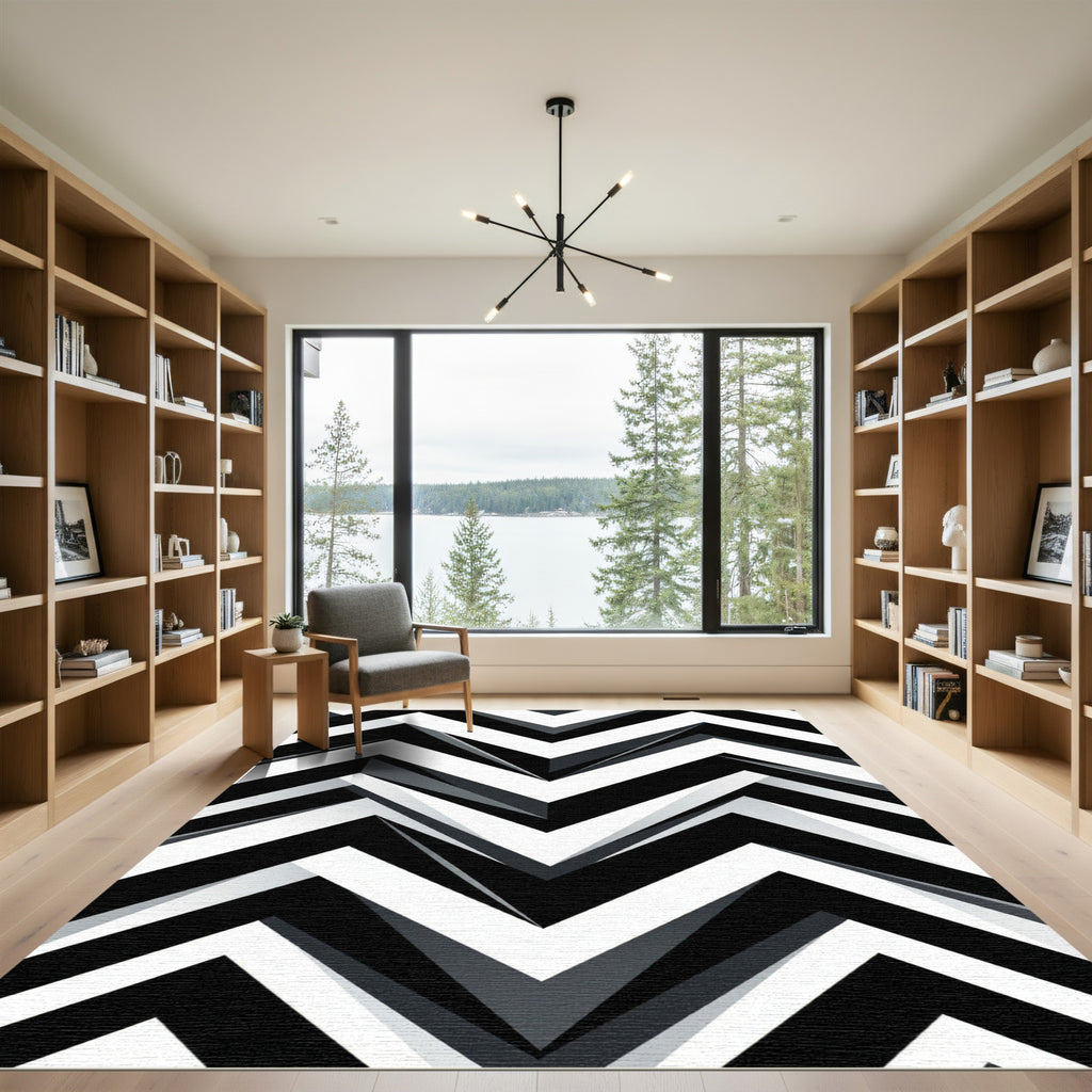 Monochromatic Sharp Chevron Geometric Abstract Rug