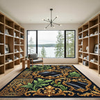 Ornate Gold Leaf Acanthus Scroll Work Rug