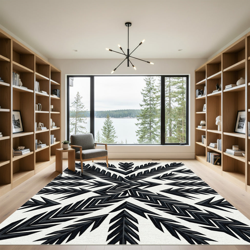 Monochrome Modern Abstract Arrow Rug