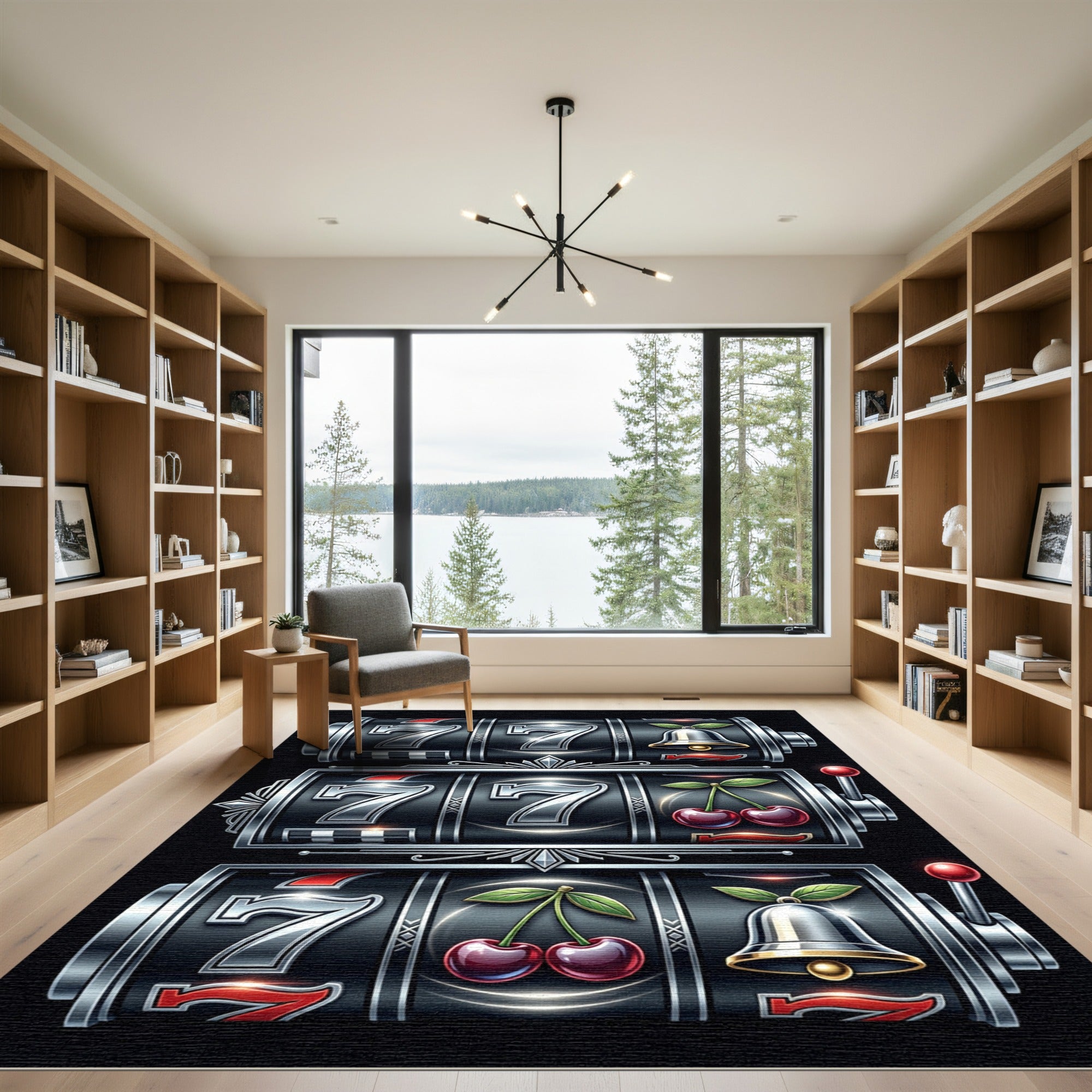 Silver Chrome Casino Slot Reel Rug