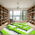 Vivid Lime Green Abstract Zigzag Rug
