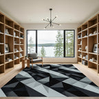 Monochromatic Geometric Facet Illusion Rug