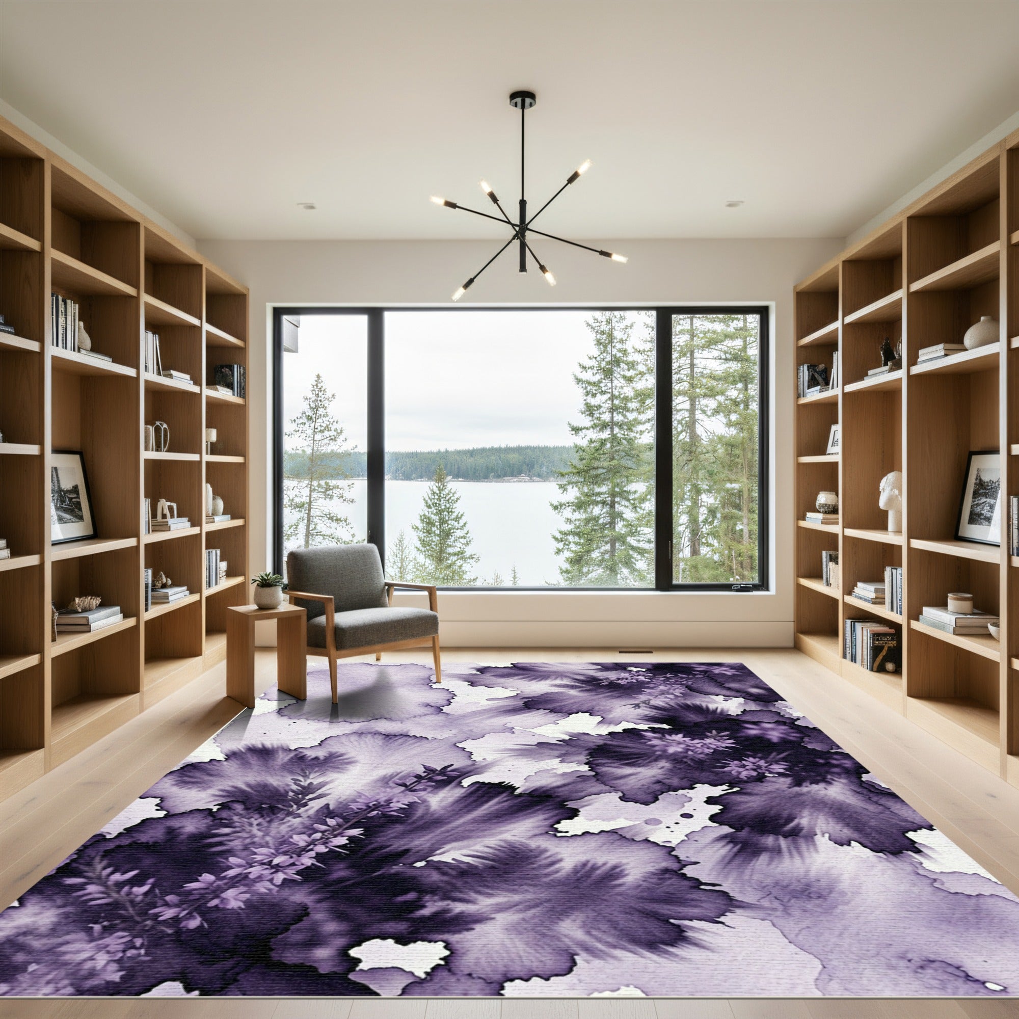 Ethereal Purple Watercolor Lavender Bloom Rug