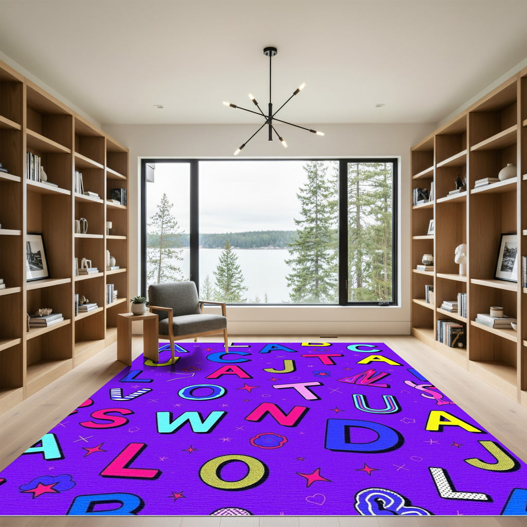 Vibrant Alphabet Star Burst Rug
