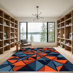 Geometric Orange Blue Abstract Shattered Rug