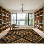 Brown Gold Diamond Tribal Rug