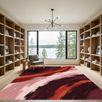 Bold Crimson Swirl Abstract Area Rug