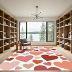 Romantic Pastel Hearts Scattered Art Rug