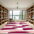 Crimson Rose Brush Stroke Overlay Rug